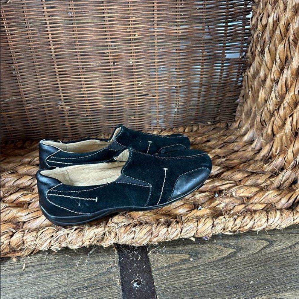 Naturalizer Sz 7M Women's Black Suede‎ Leather Slip On Loafers